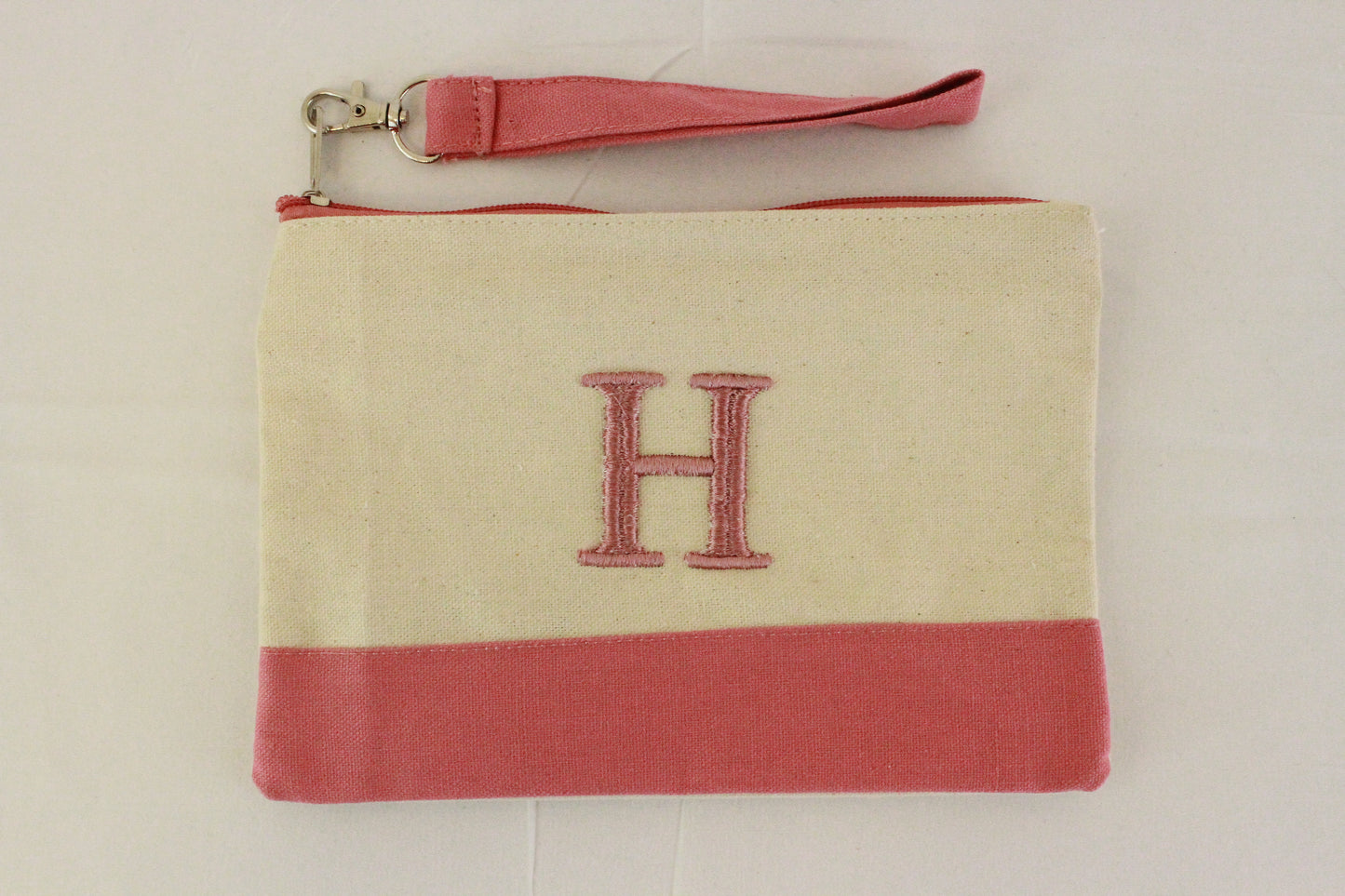 Monogrammed Canvas Wristlet