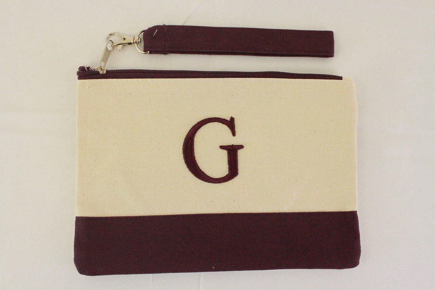 Monogrammed Canvas Wristlet