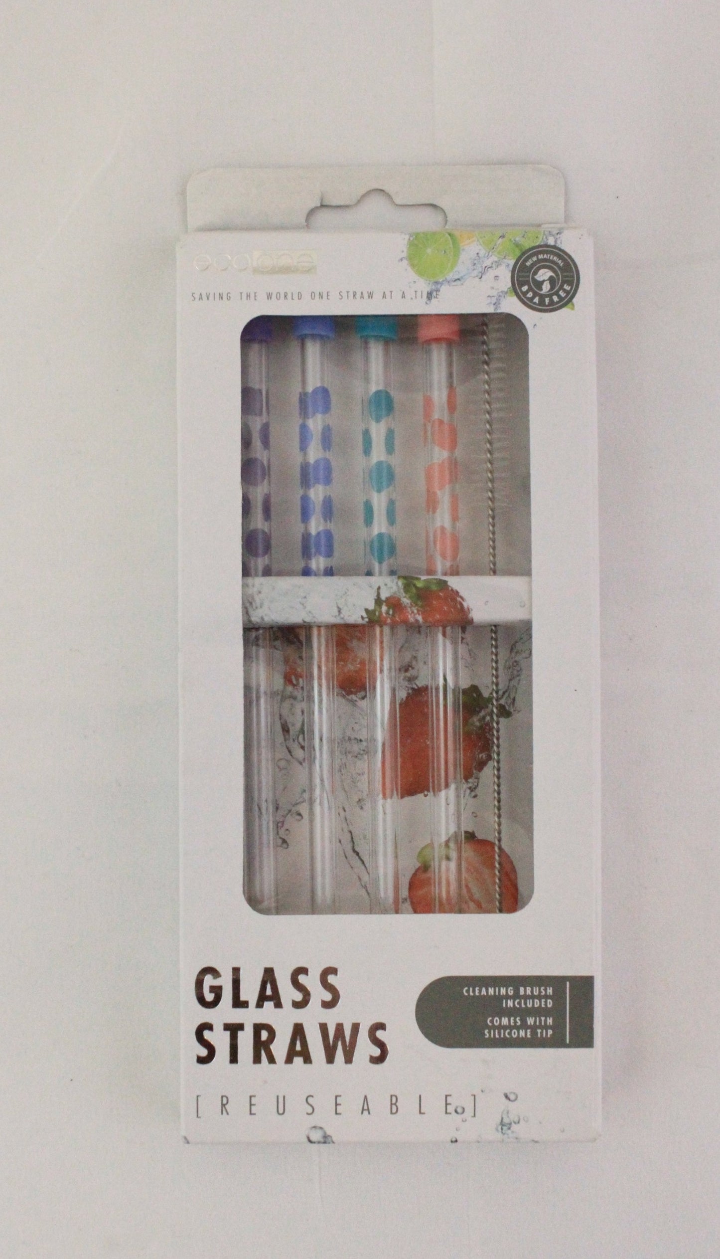 Reusable Glass Straws- 4 Pack with Cleaning Brush