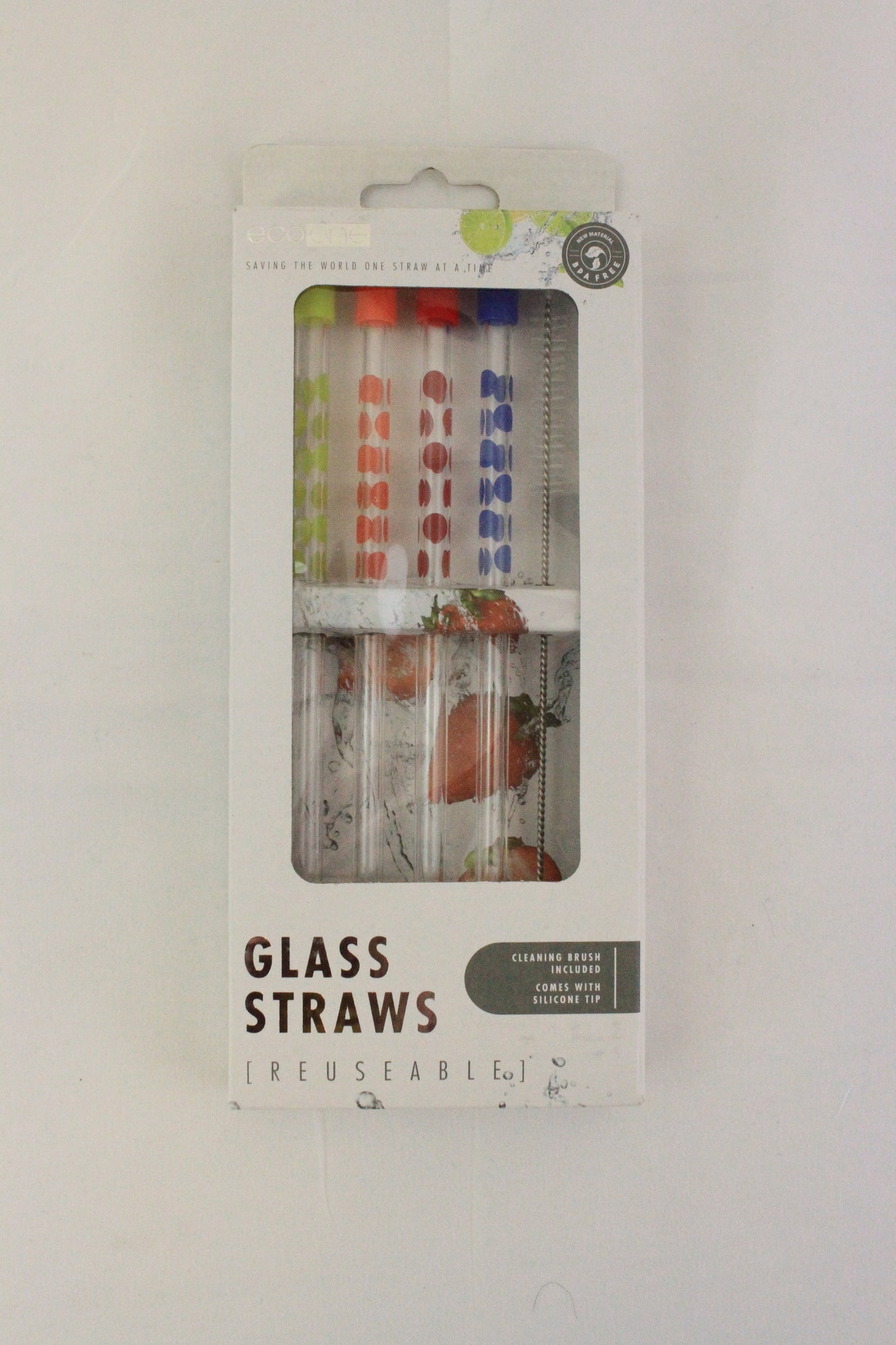 Reusable Glass Straws- 4 Pack with Cleaning Brush