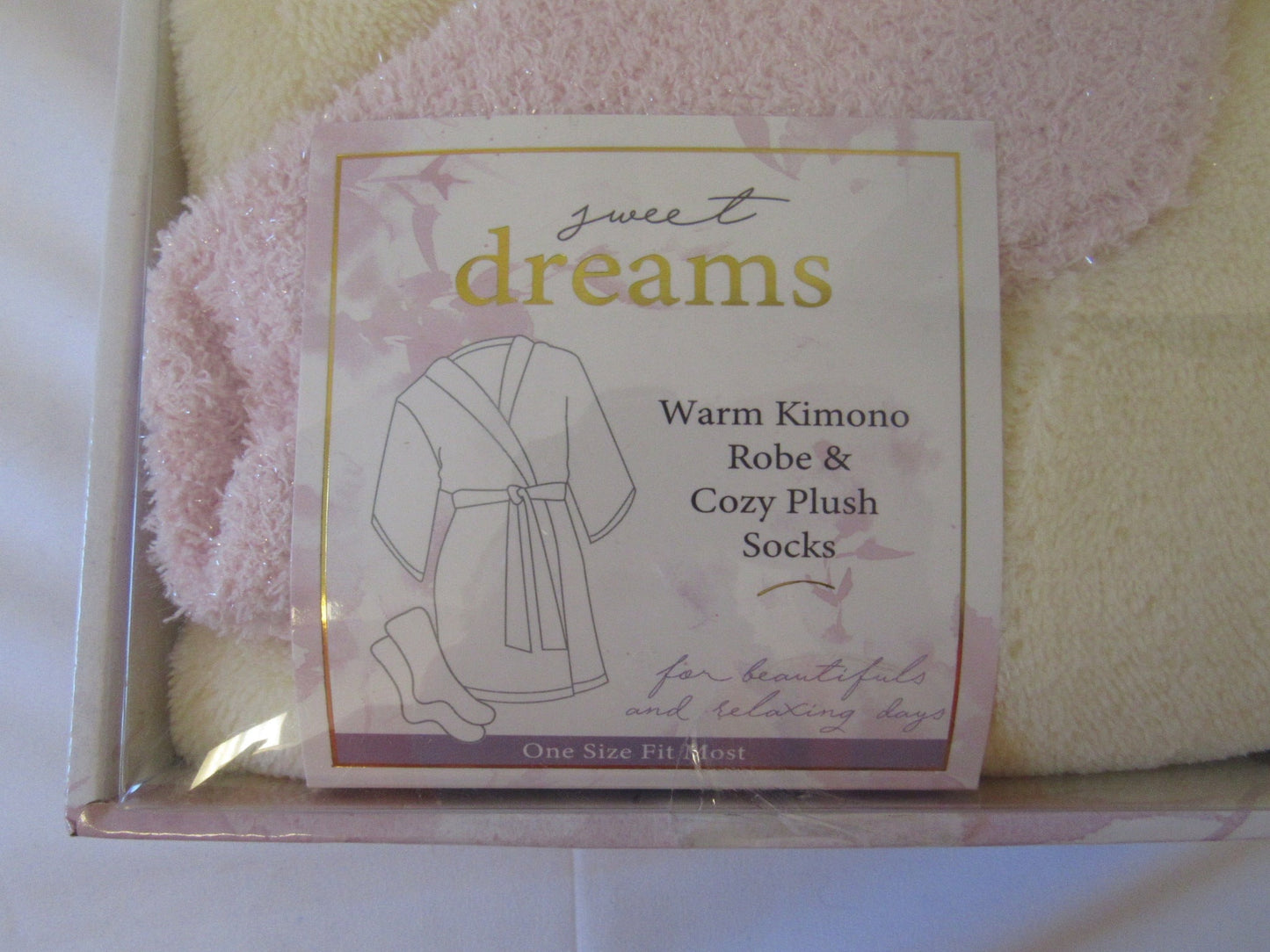 Plush Robe and Socks Set- Yellow and Pink