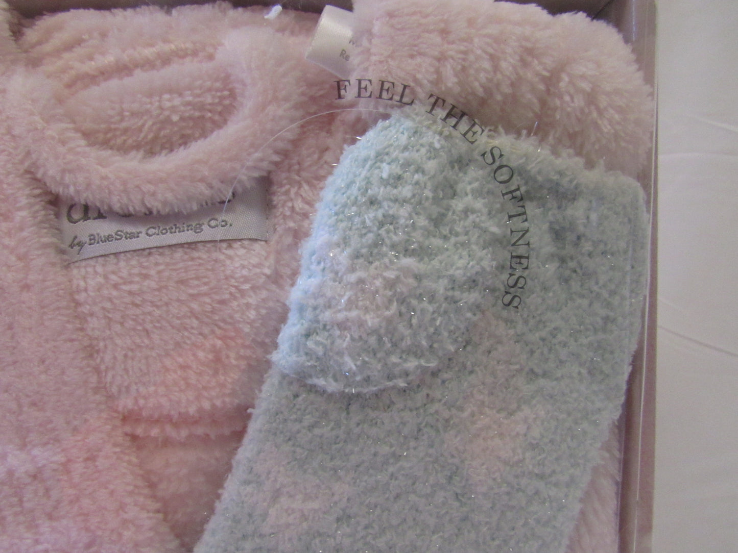Plush Robe and Socks Set- Pink & Blue
