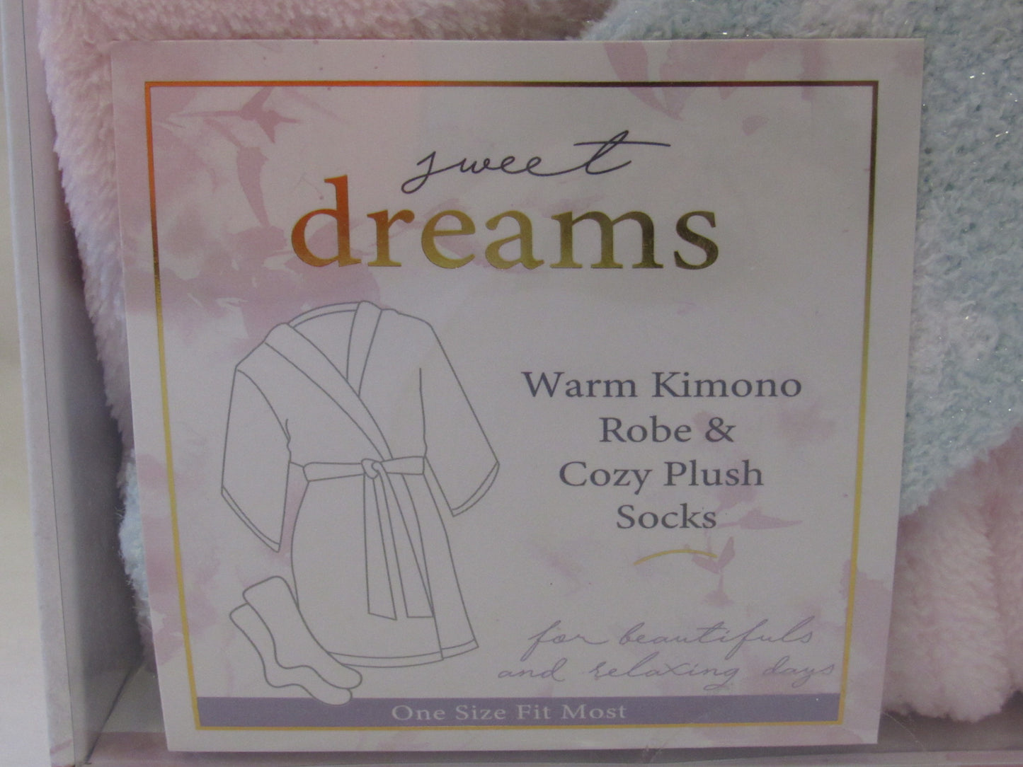 Plush Robe and Socks Set- Pink & Blue