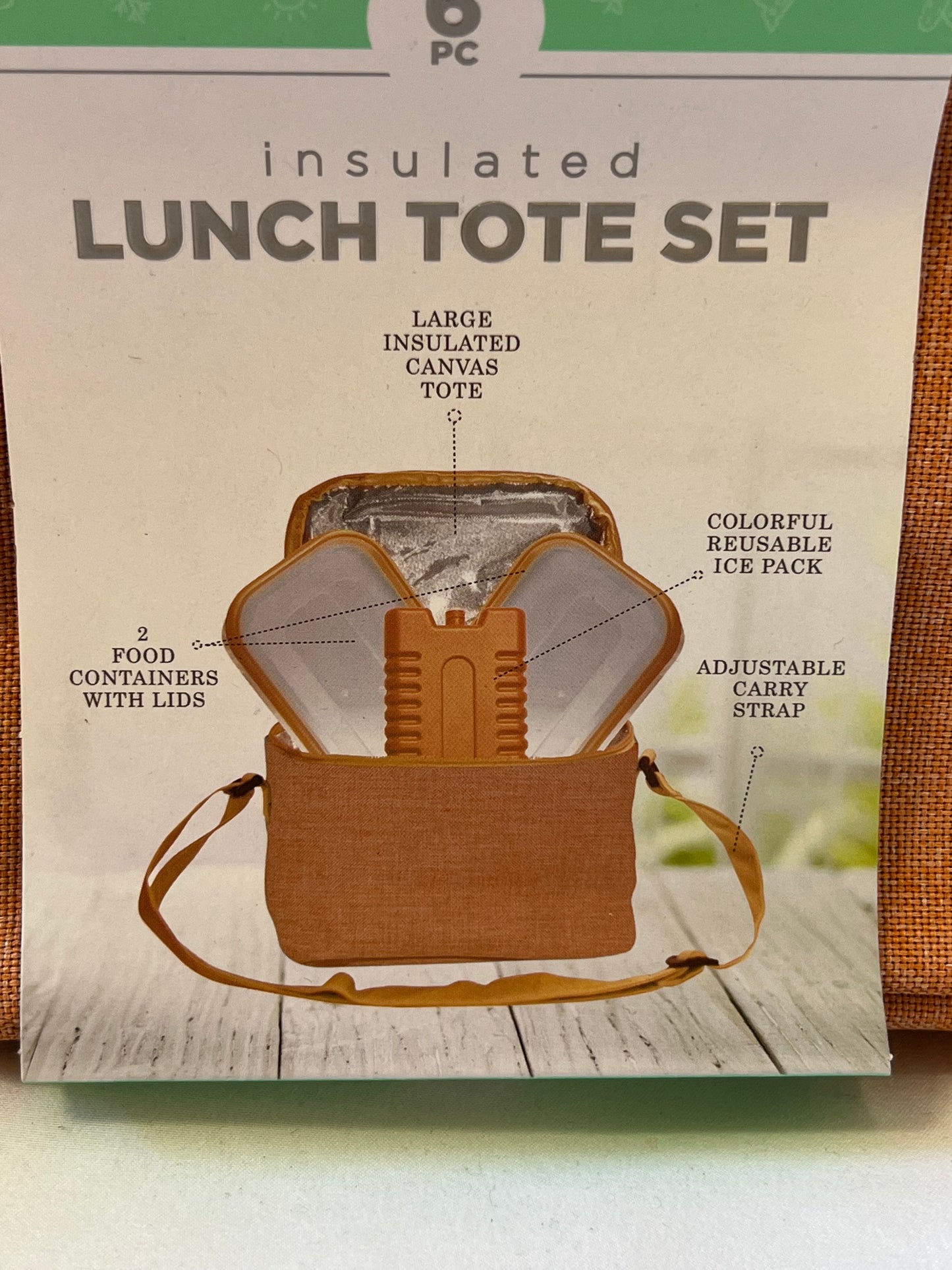 6 Piece Lunch Box Tote Set