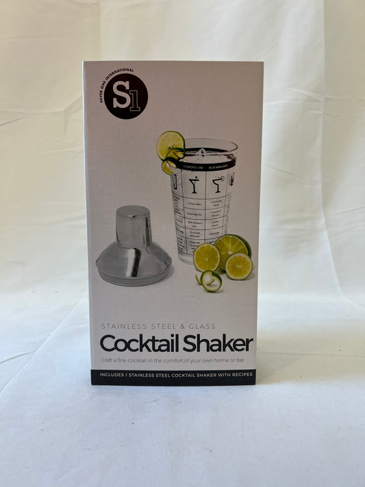 Stainless Steel and Glass Cocktail Shaker