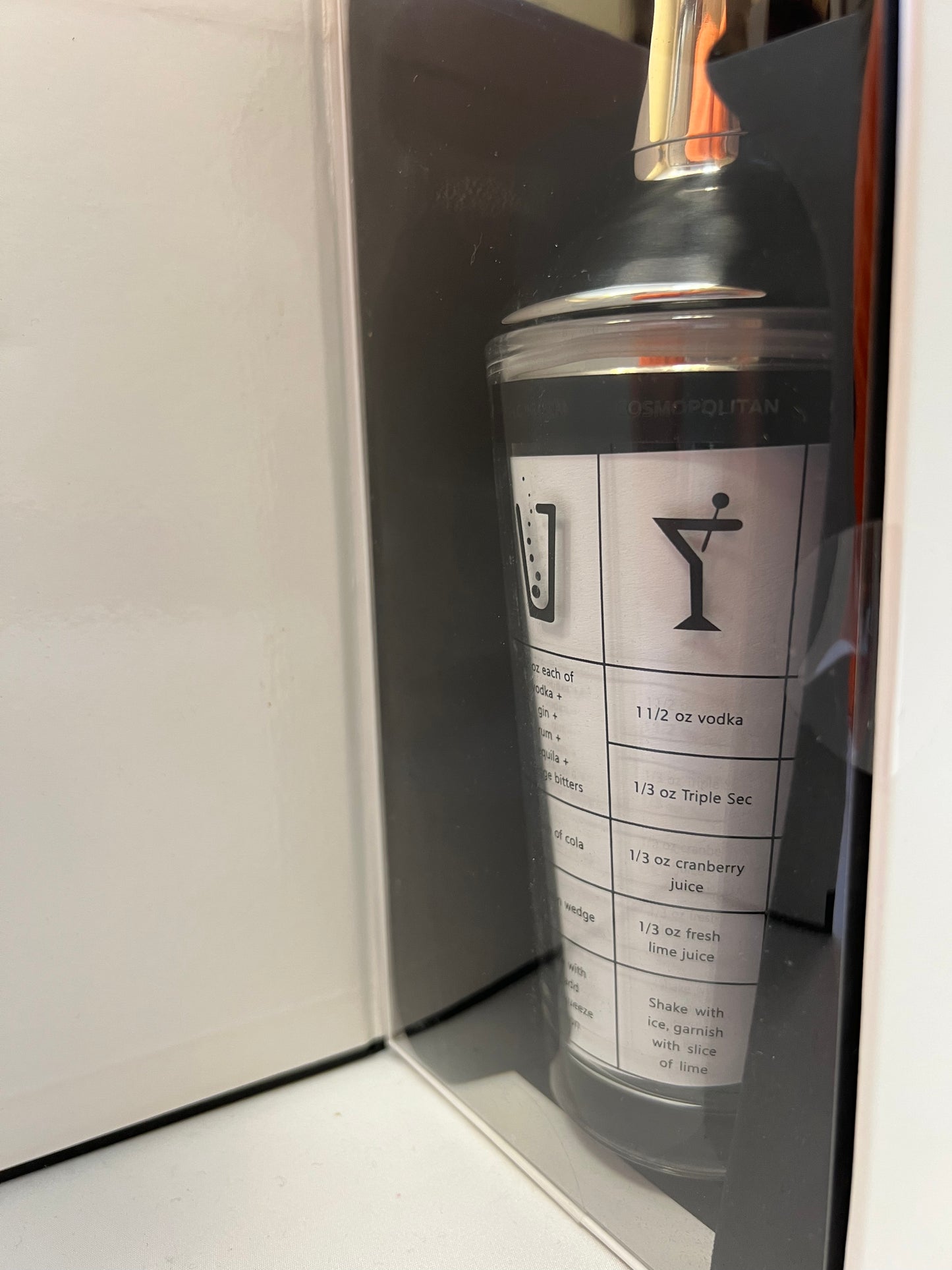 Stainless Steel and Glass Cocktail Shaker