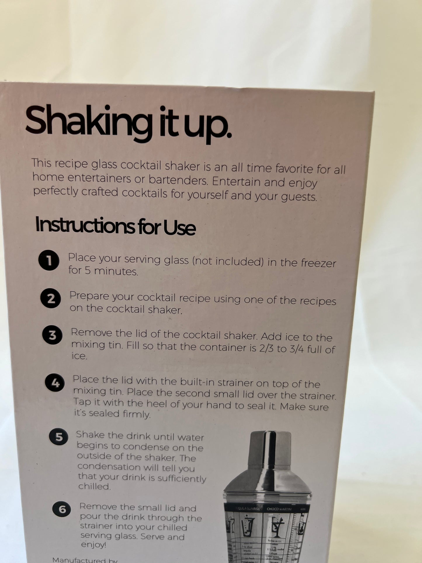 Stainless Steel and Glass Cocktail Shaker