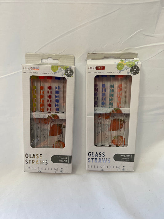 Reusable Glass Straws- 4 Pack with Cleaning Brush