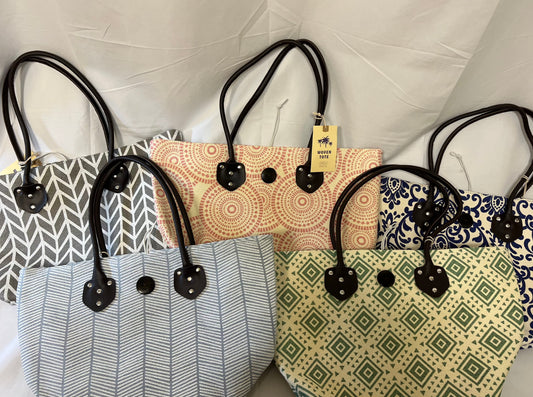 Woven Striped Design Tote Bags