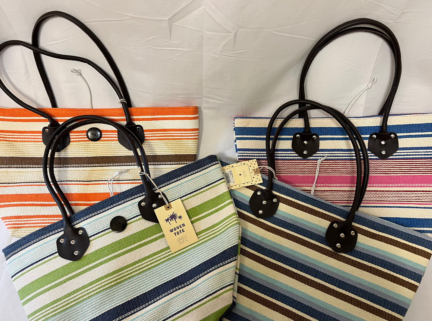 Woven Striped Design Tote Bags